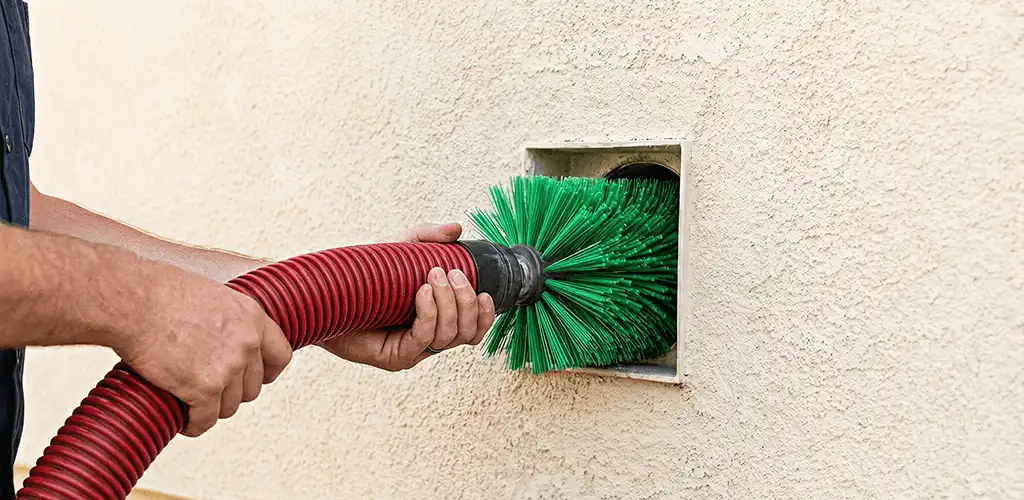Air duct cleaning brush removing debris from a vent opening in Sarasota, FL