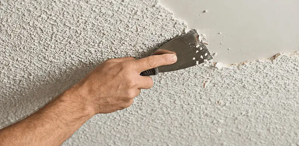 Popcorn ceiling removal scraping off textured ceiling finish in Sarasota, FL
