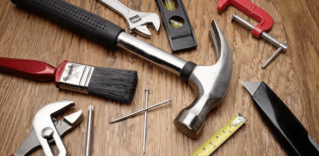 Handyman tools laid out for home repair and maintenance work in Sarasota, FL