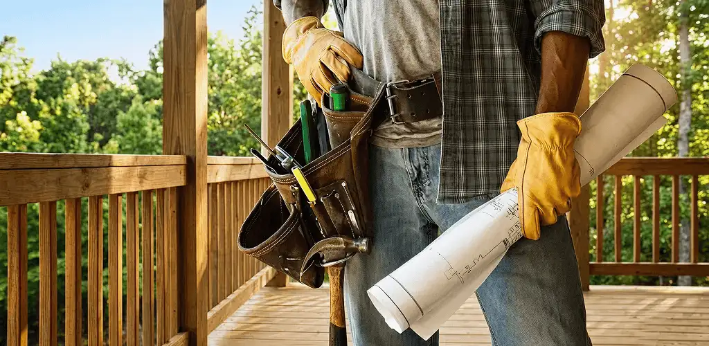 Professional handyman with tool belt ready for home repairs in Sarasota, FL
