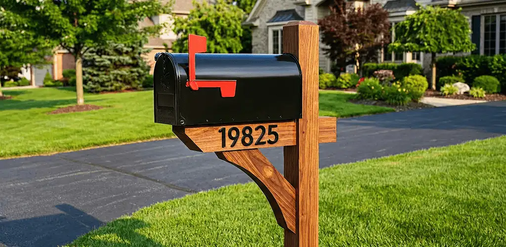 New mailbox installation with post and address number for a home in Sarasota, FL