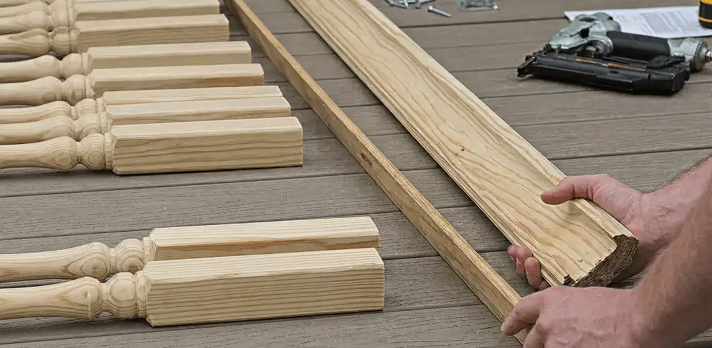 Handrail installation materials and wood components for stair rail work in Sarasota, FL
