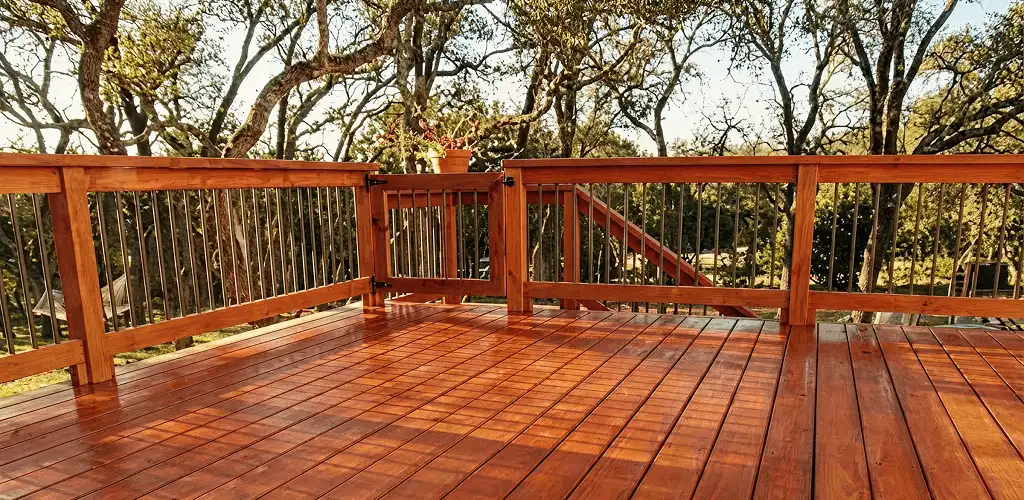 Deck sealing results with a freshly sealed wood deck in Sarasota, FL